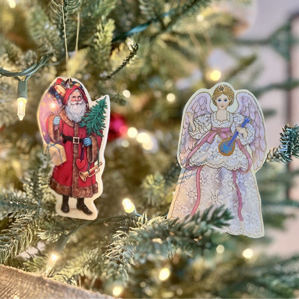 Gibson A Victorian Christmas St. Nicholas & Angels Cardboard Ornaments Lot Of 11